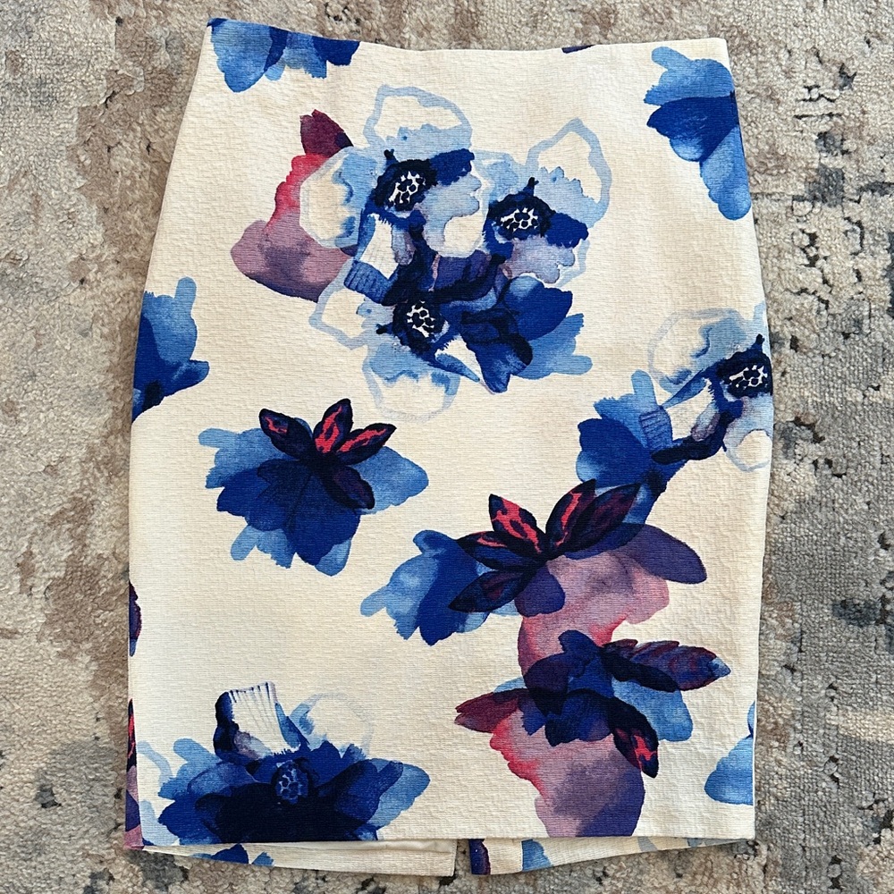 Banana Republic Blue Floral Pencil Skirt